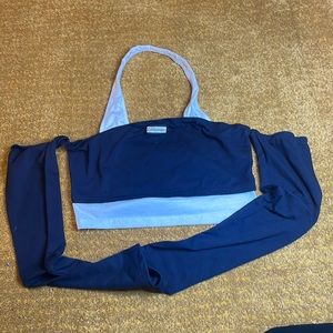 Blue/white crop top with off the shoulder sleeves size medium brand SHEIN